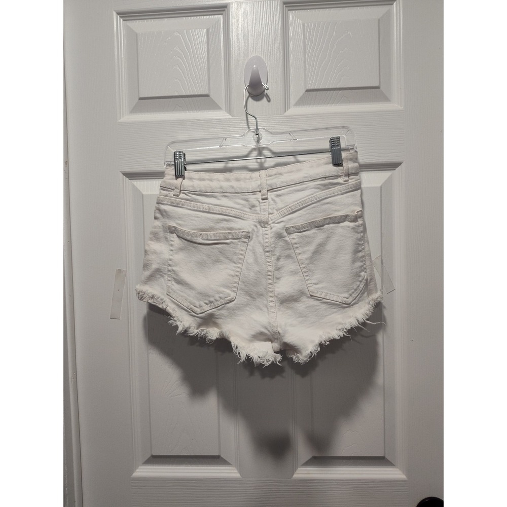 Zara White Distressed Denim Shorts Short/Cut Offs‎ Raw Hem Sz 6 USA - Picture 2 of 7